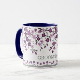 Taza Morado Lavanda Cerezo Blossom Groomsmen Mugs