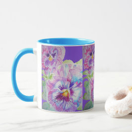 Taza Morado Pansy Flores Mamá Hija Mug