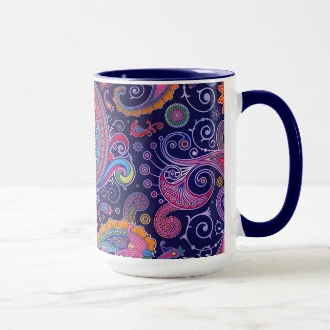Taza Morado rosa de Paisley (Derecha)