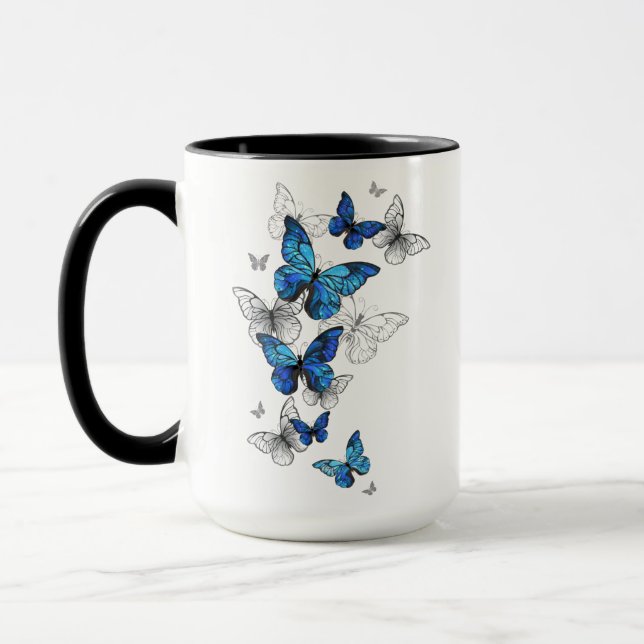 Taza Morfo de las mariposas voladoras azules (Izquierda)
