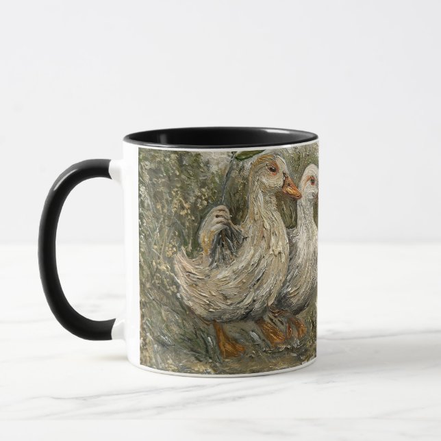 Taza Morning Commute Whimsical Farmhouse Duck Rainy Day (Izquierda)
