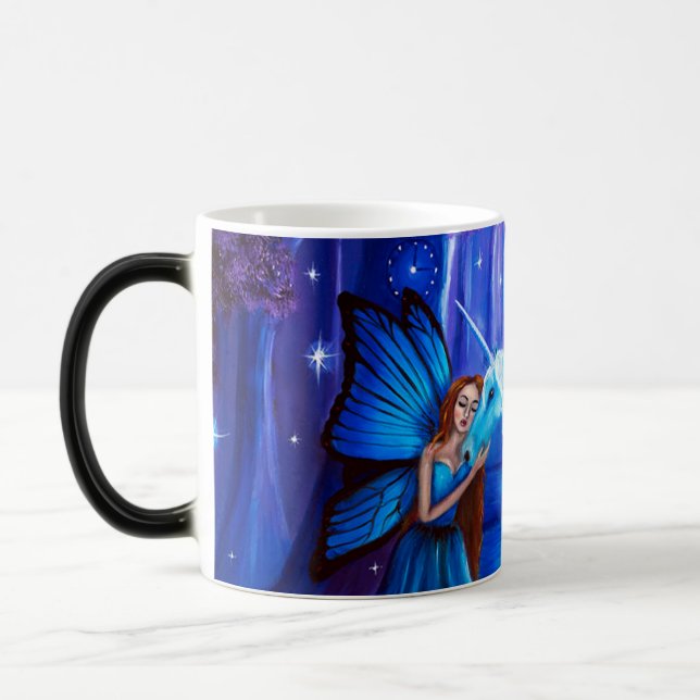 Taza Morphing de la hada y del unicornio del arte (Izquierda)
