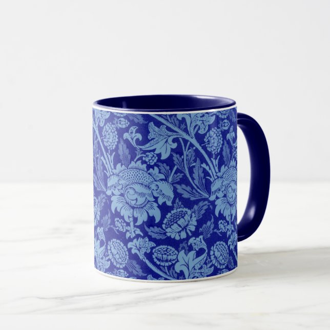 Taza Morris - Patrón floral azul índigo (Anverso derecho)