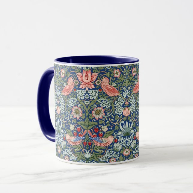 Taza Morris Strawberry Thief Floral Pattern Blue Green (Anverso izquierdo)