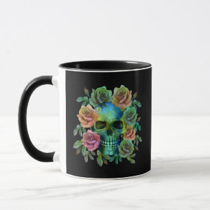 TAZA MORTAL VERDE CON FLORES