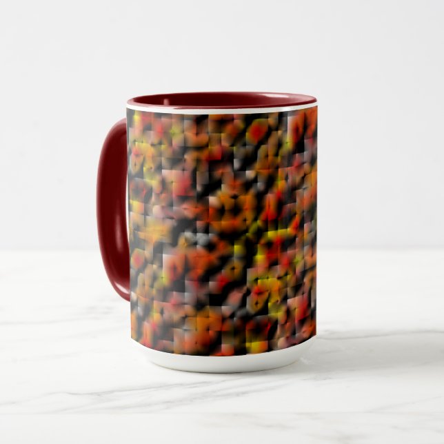 Taza Mosaico con mezcla de manchas de gradiente rojas y (Anverso izquierdo)
