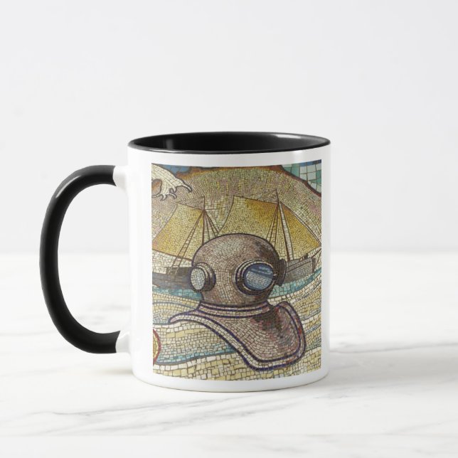 Taza Mosaico de casco de buzo antiguo (Izquierda)