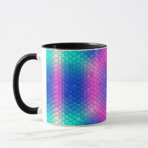 Taza Mosaico de hexágono rosa en degradado azul