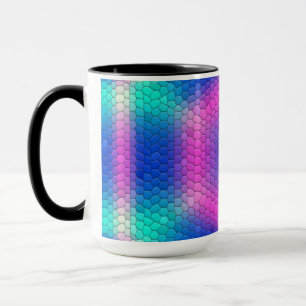 Taza Mosaico de hexágono rosa en degradado azul