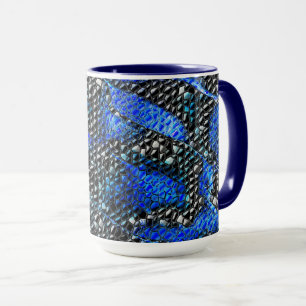 Taza Mosaico de pequeño convexo en azul a gris y negro