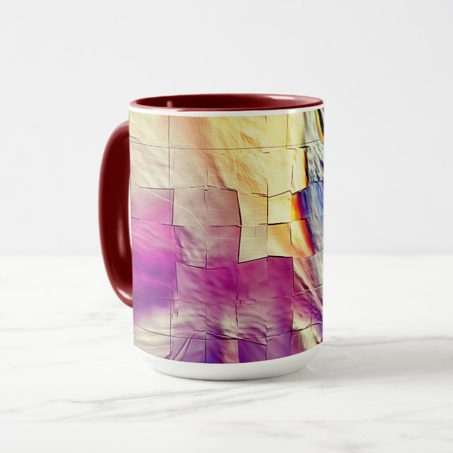 Taza Mosaico de textura en amarillo rosa y tallado suav (Anverso izquierdo)