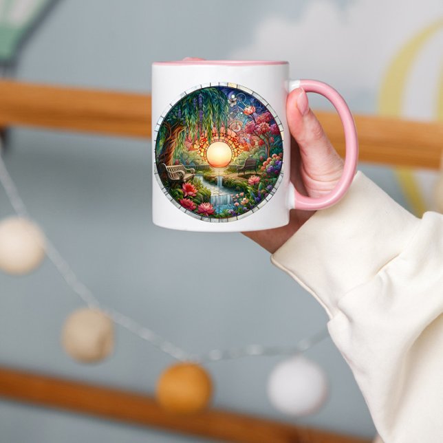 Taza Mosaico de vidrio manchado de parque encantado (Subido por el creador)