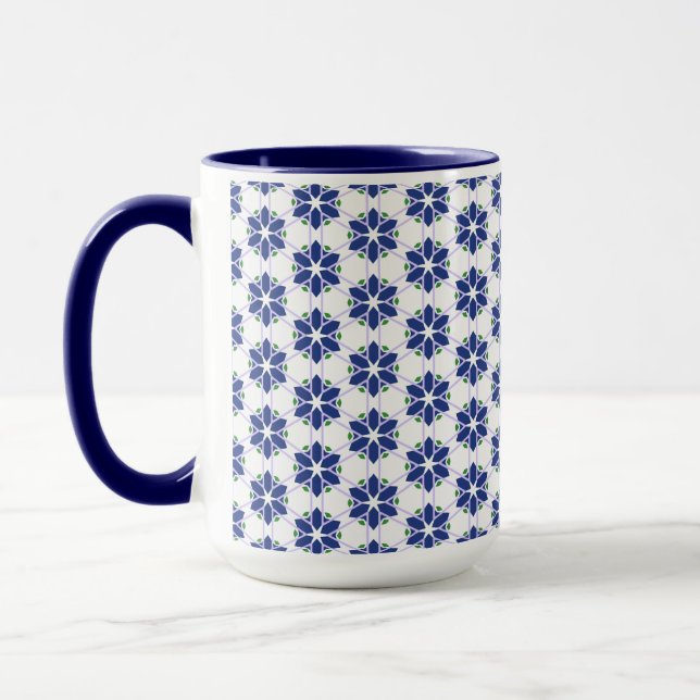 Taza Mosaico floral azul de la marina (Izquierda)