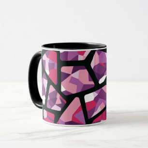Taza Mosaico geométrico, guijarros rosados vibrantes y 