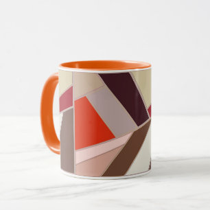 Taza Mosaico geométrico moderno, marrón y Naranja