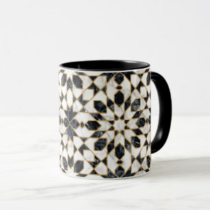 Taza Mosaico marroquí de mármol blanco y negro