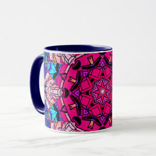 Taza Mosaico rosa Mandala Floral Psicodélico Retro