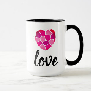 Taza Mosaico rosa romántico amor corazón café barro