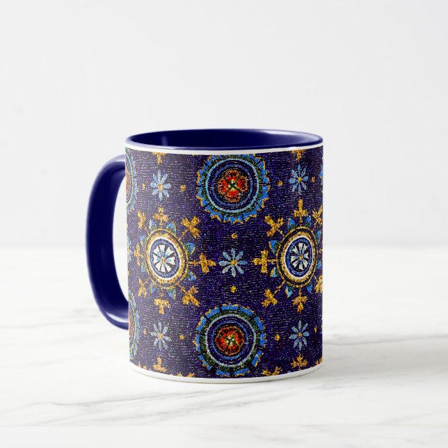 TAZA MOSAICOS DE RAVENNA BYZANTINE, ESTRELLAS, ESTAR AZ (Anverso izquierdo)