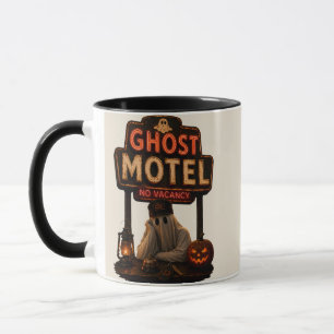 Taza Motel Embrujado Neon Vintage Halloween Espeluznant