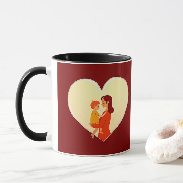 Taza Mother and Child Love Illustration – Warm Family (Con donut)