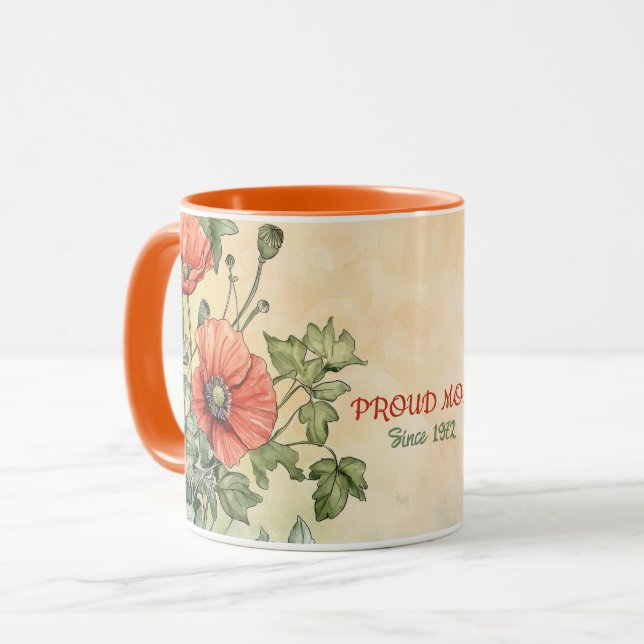 Taza Mother's Day Mug Text "MOM" "Since 1972" (Anverso izquierdo)
