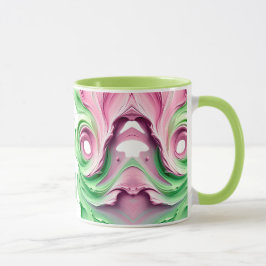 Taza Motif Abstrait Symétrique aux Couleurs Pastel Vert