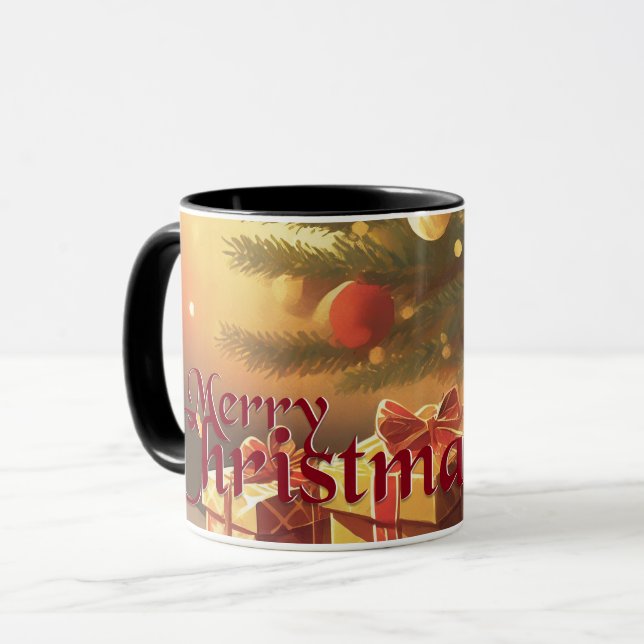 Taza Motif de Navidad, con regalos bajo el árbol de Nav (Anverso izquierdo)