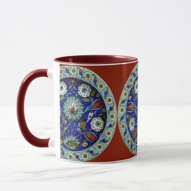 Taza Motif floral Tulip Iznik Café del patrón turco (Izquierda)