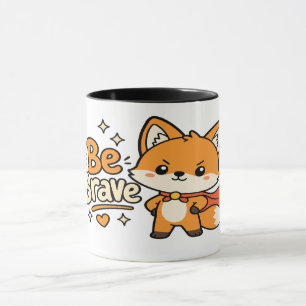 Taza Motivación de Zorro Kawaii Valiente