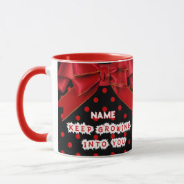 Taza Motivacional Personalizada de Lunares Rojos