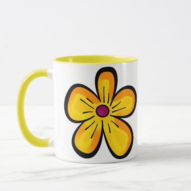 Taza Motivo de flor amarilla (Izquierda)
