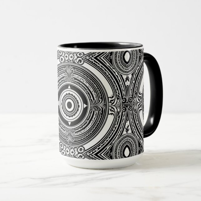 Taza Motivo de Medallón B&W (Anverso derecho)