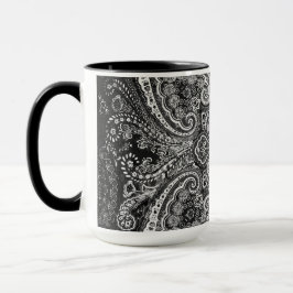 Taza Motivo de Paisley Negro Monocromático