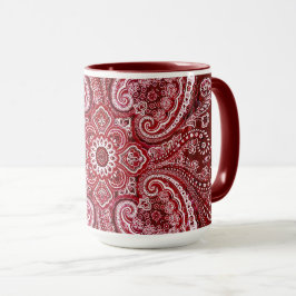 Taza Motivo de Paisley Rojo-Carmesí Monocromático