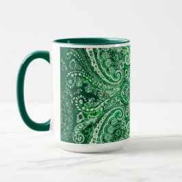 Taza Motivo de Paisley Verde Monocromático