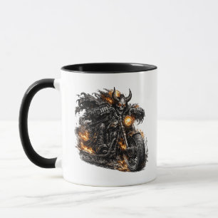 Taza Motocicleta de motociclista con cráneo de demonio 