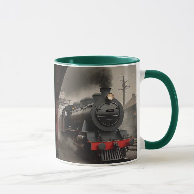 Taza Motor de tren ferroviario en la estación (Derecha)