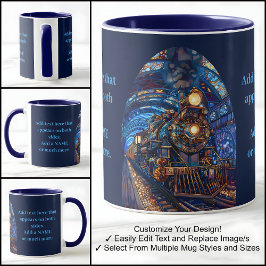 Taza Motor del tren Loco Salir del túnel Faux Mosaic 06