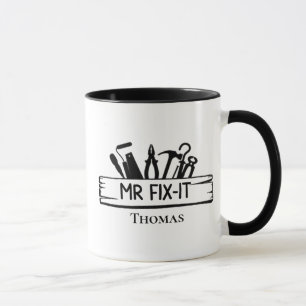 Taza Mr Fix It Wood Rótulo Tools Nombre