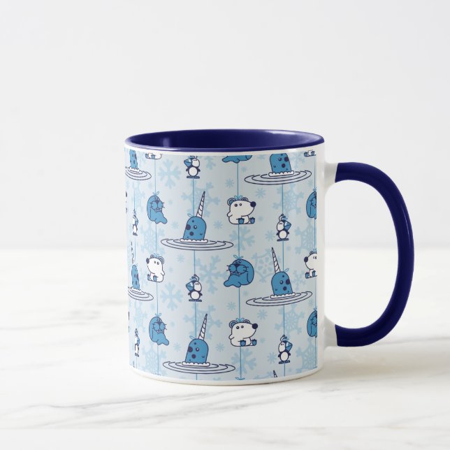 Taza Mr. Narwhal Blue Snowflake Pattern (Derecha)