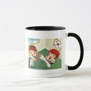 Taza Muchacho del karate que se sostiene de madera con