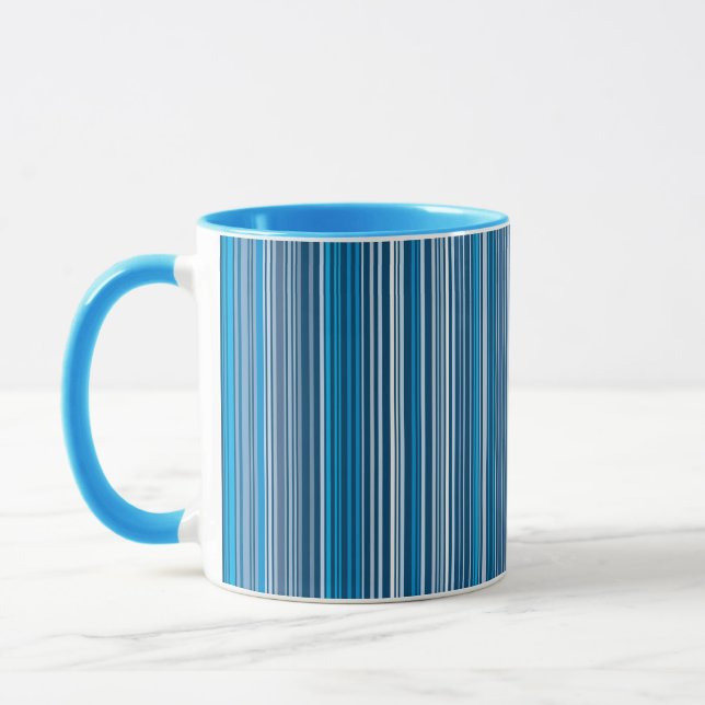 Taza Muchas franjas multicolores en azul (Izquierda)