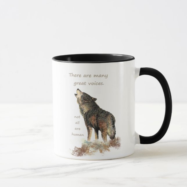 Taza Muchas grandes voces Inspiradora cita del lobo (Derecha)