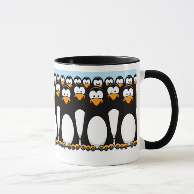 Taza Muchedumbre de pingüinos divertidos del dibujo (Derecha)