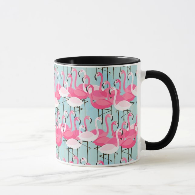 Taza Muchedumbre rosada y blanca de flamencos (Derecha)