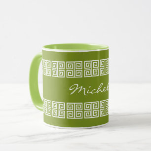 Taza Muertes de nombres personalizados del patrón grieg