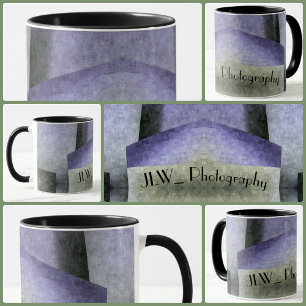 Taza Mug abstracta de color verde morado y negro