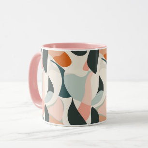 Taza Mug abstracta moderna de mediados de siglo - rosa,