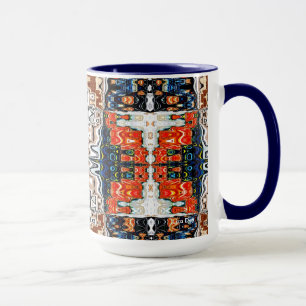 Taza Mug abstracta roja, blanca y azul